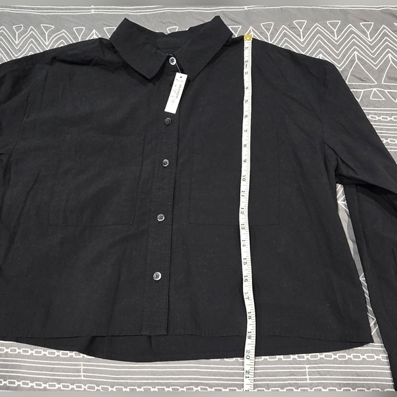 Madewell Signature Poplin Crop Shirt In Black Size XS - Picture 4 of 7